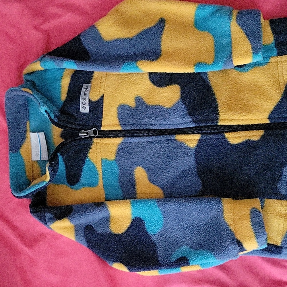 Columbia Kids' Blue and Yellow Camo Fleece Jacket